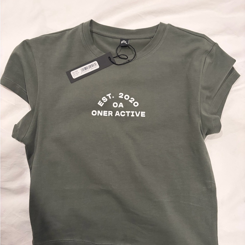 Oner Active cotton baby t-shirt with oner graphic Dark Khaki medium